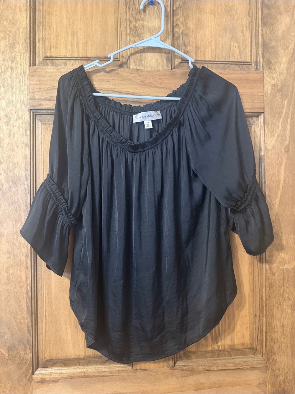 Catherine Malandrino Black Ruffle-Trim Peasant Blouse